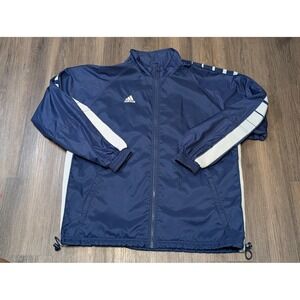 Vintage Adidas Team Jacket Full Zip Windbreaker Track Warm‎ Up Navy White M